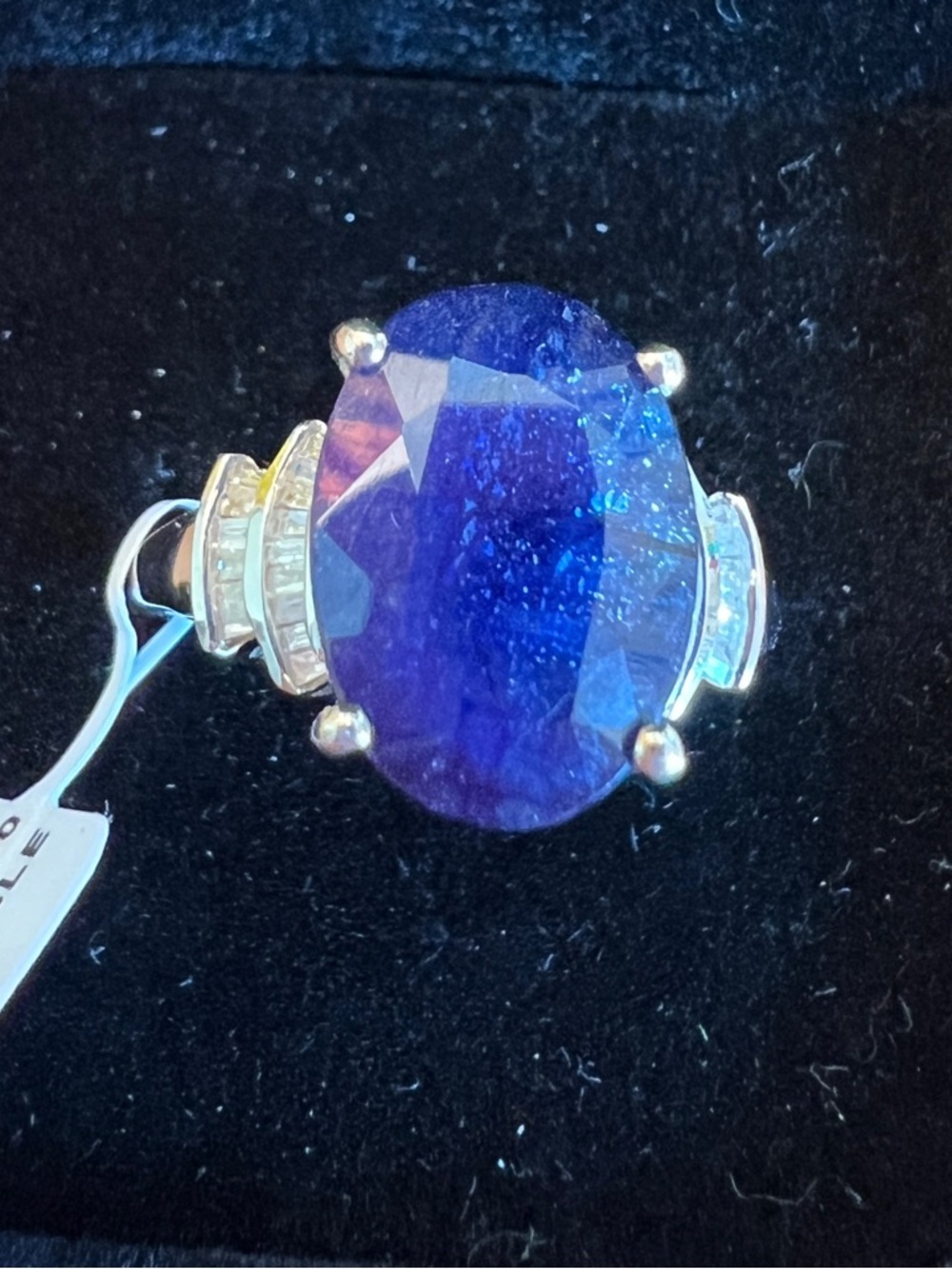 Fissure Filled Blue Sapphire and Diamond Cocktail Ring